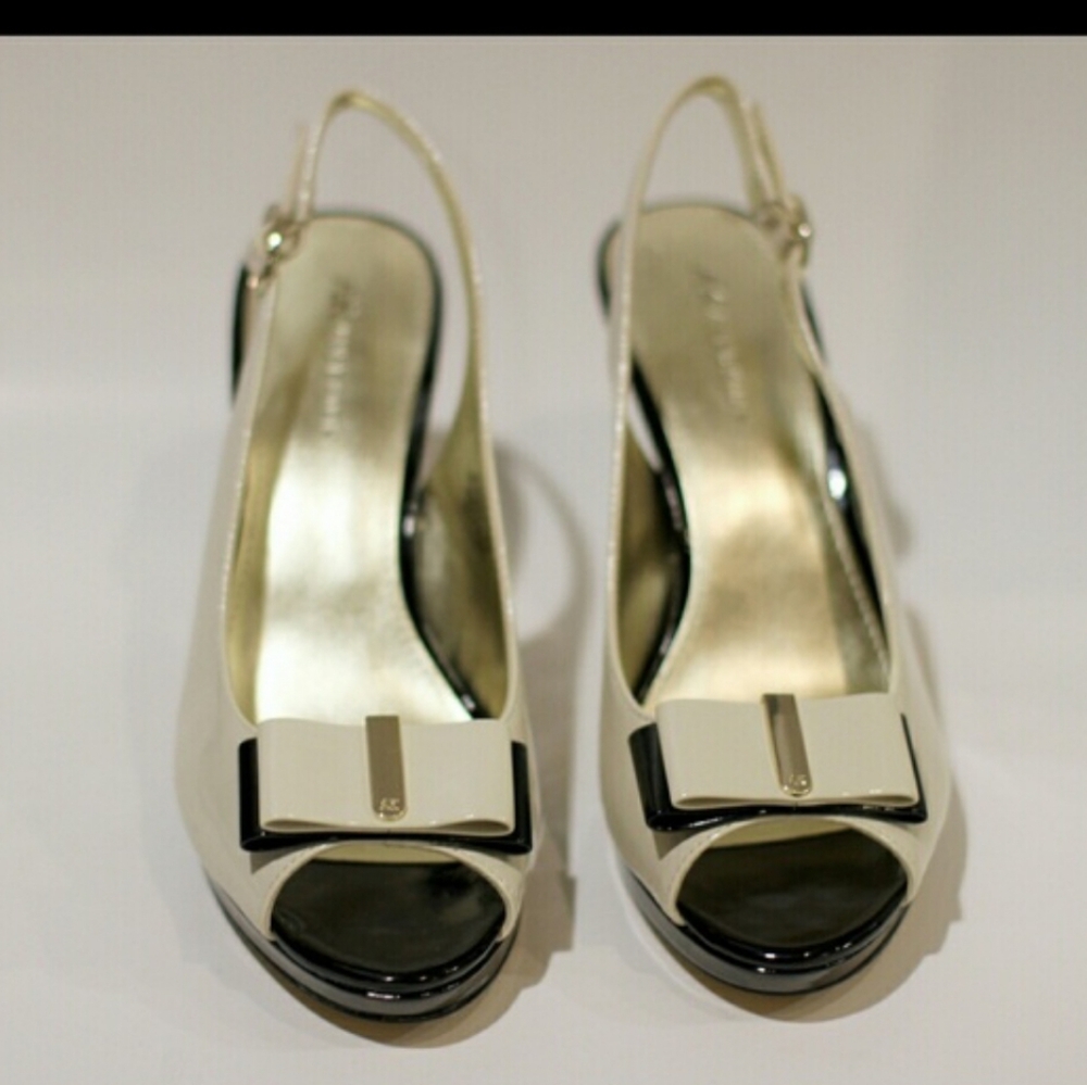 Anne Klein high heels shoes black and white bow